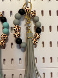Grey Animal Print Keychain Wristlet